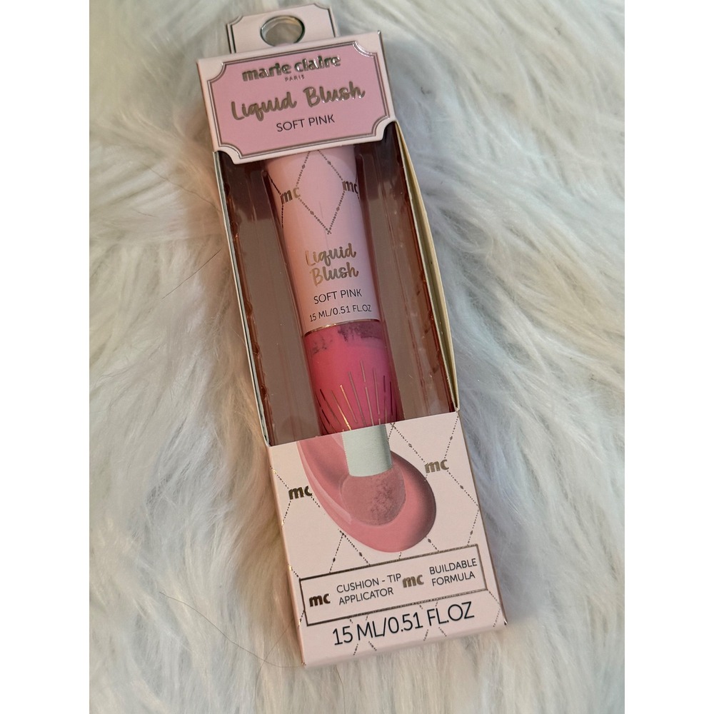 Marie Claire Paris Liquid Blush Soft Pink Cushion Tip Applicator 15ml 0.51oz NEW